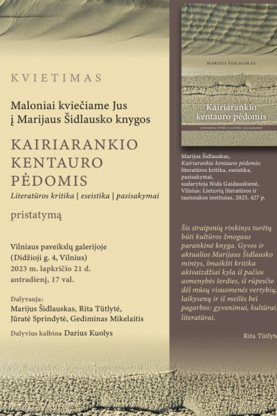 Mariaus Šidlausko knygos pristatymas | KAIRIARANKIO KENTAURO PĖDOMIS | 2023/11/21